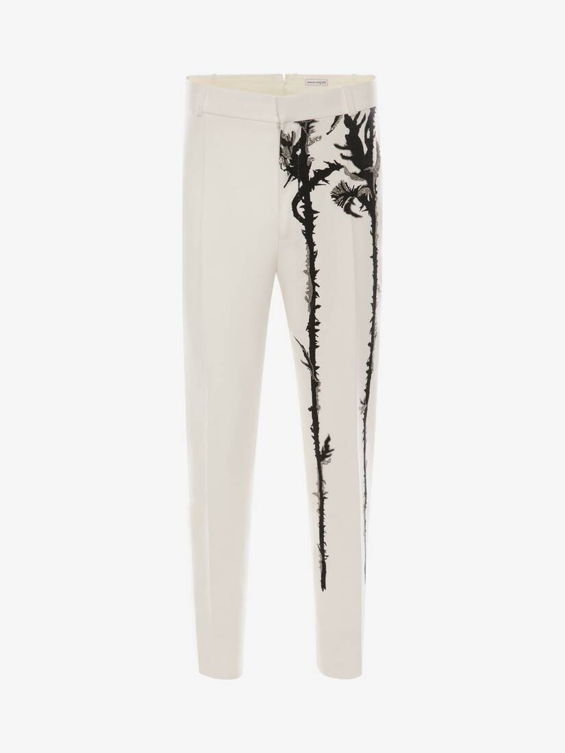 Pantalones Alexander McQueen Embroidered Thistle Hombre - Blancos/Negros - Mexico 984-ONJPMZ